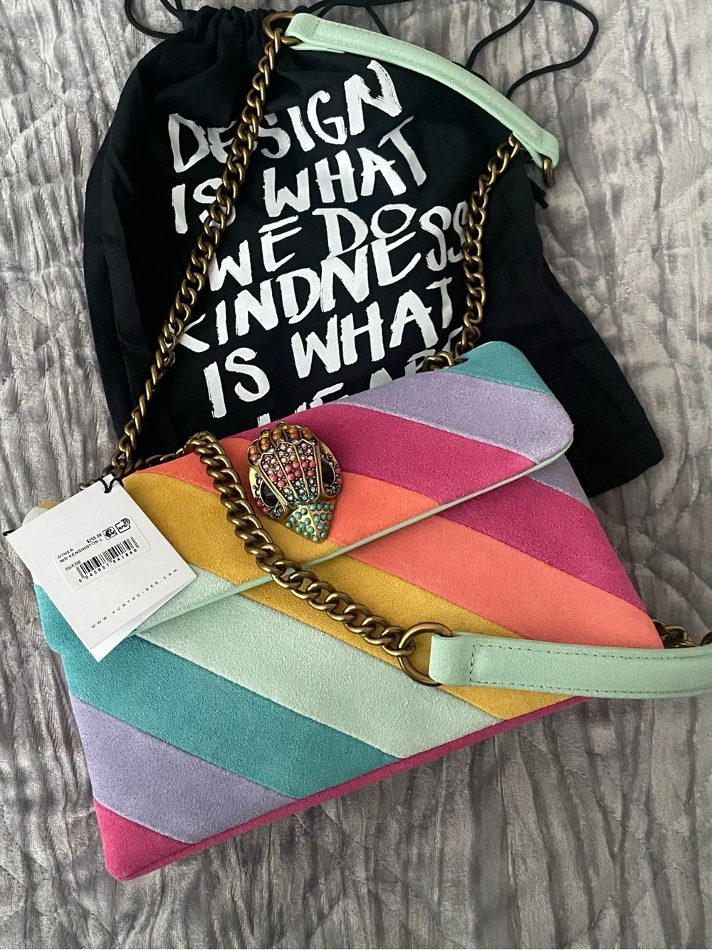 🌈 Kurt Geiger London Kensington Colorblock Suede Bag NWT